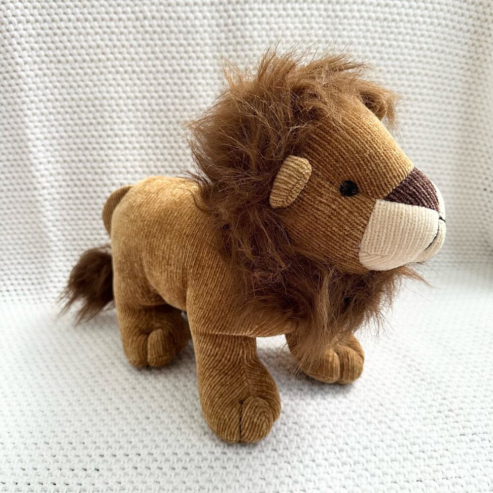 Pier 1 Imports Chenille Brown Tan Corduroy Stuffed Animal Lion Plush 15"